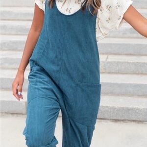 Polagram corduroy teal Jumpsuit 3X NWT